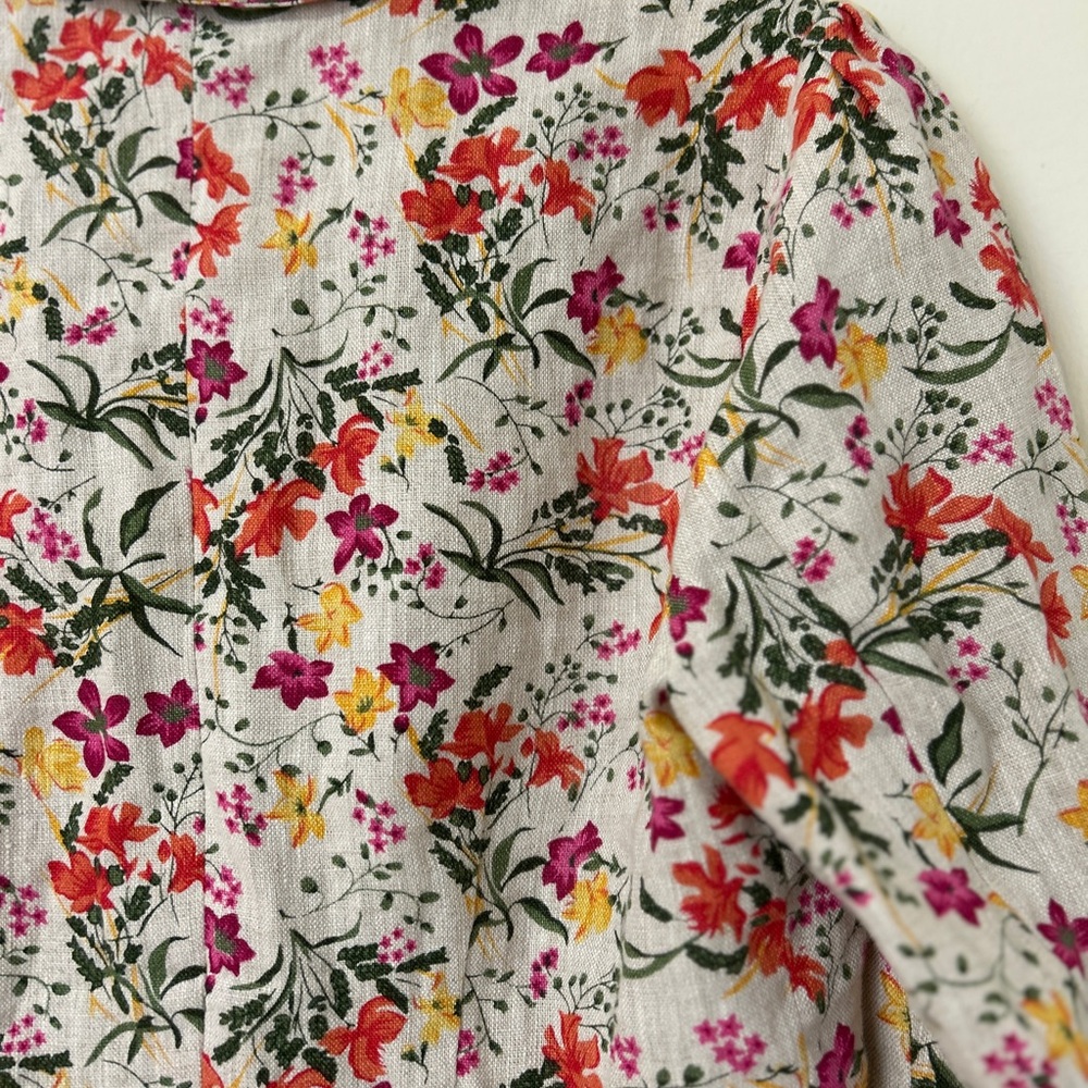 Forever 21 Red & beige Floral Blazer Lightweight Suit Jacket size XS 100% Linen - Picture 10 of 13